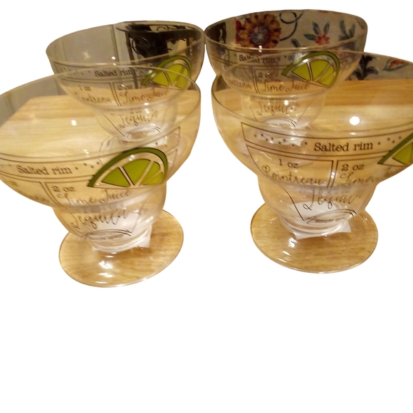 Mud Pie 4 NWT Footed Stemless Margarita Recipe Clear Glass 4" Tall x 5" Diameter - Picture 4 of 7